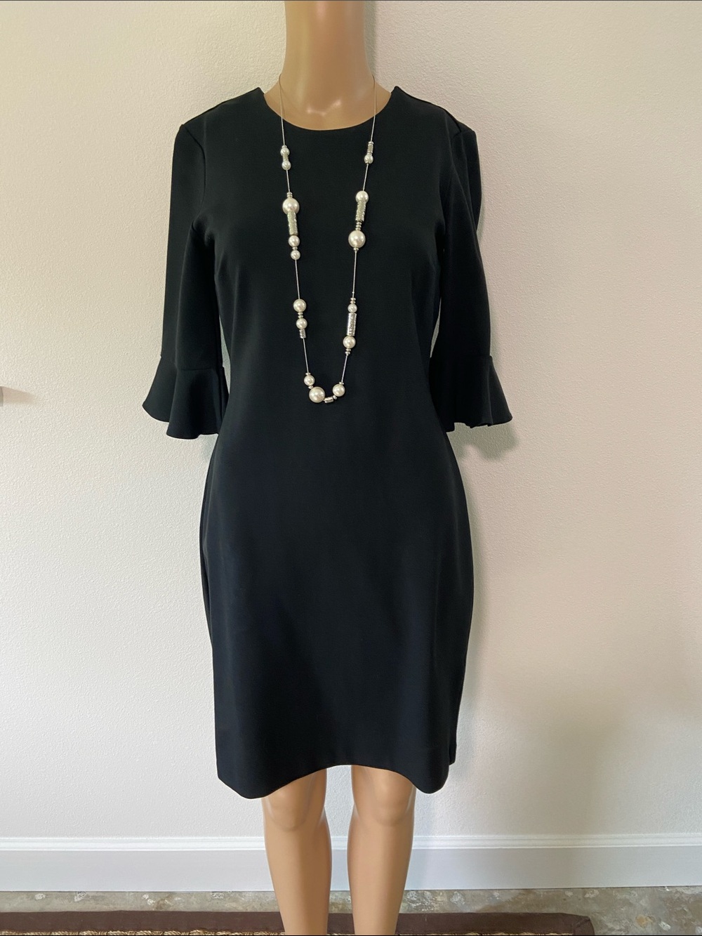 Banana Republic Black Midi Dress with Flounce Sleeves